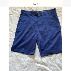 Mens Roundtree and Yorke Performance Golf Shorts Flat Front Blue Size 34